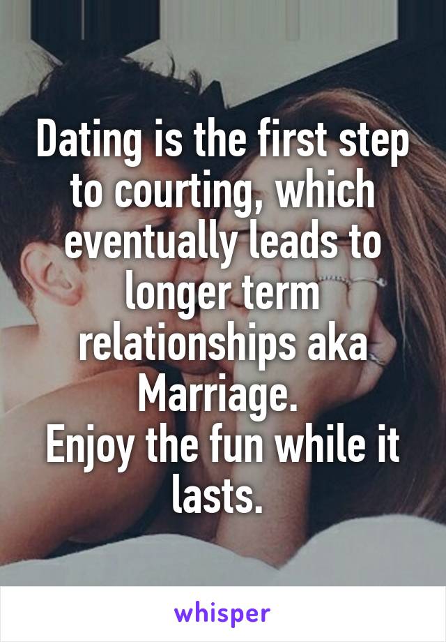Dating is the first step to courting, which eventually leads to longer term relationships aka Marriage. 
Enjoy the fun while it lasts. 