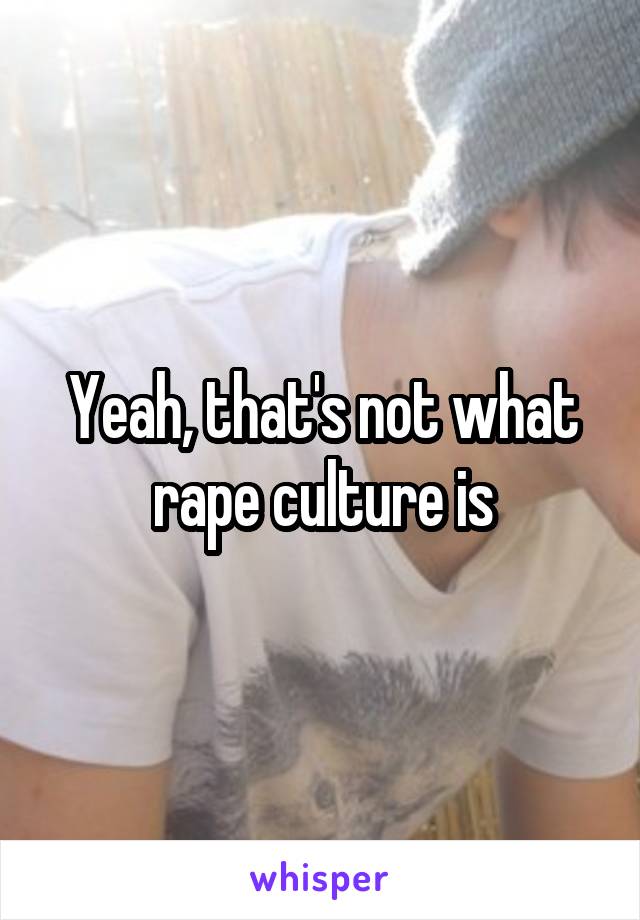 Yeah, that's not what rape culture is