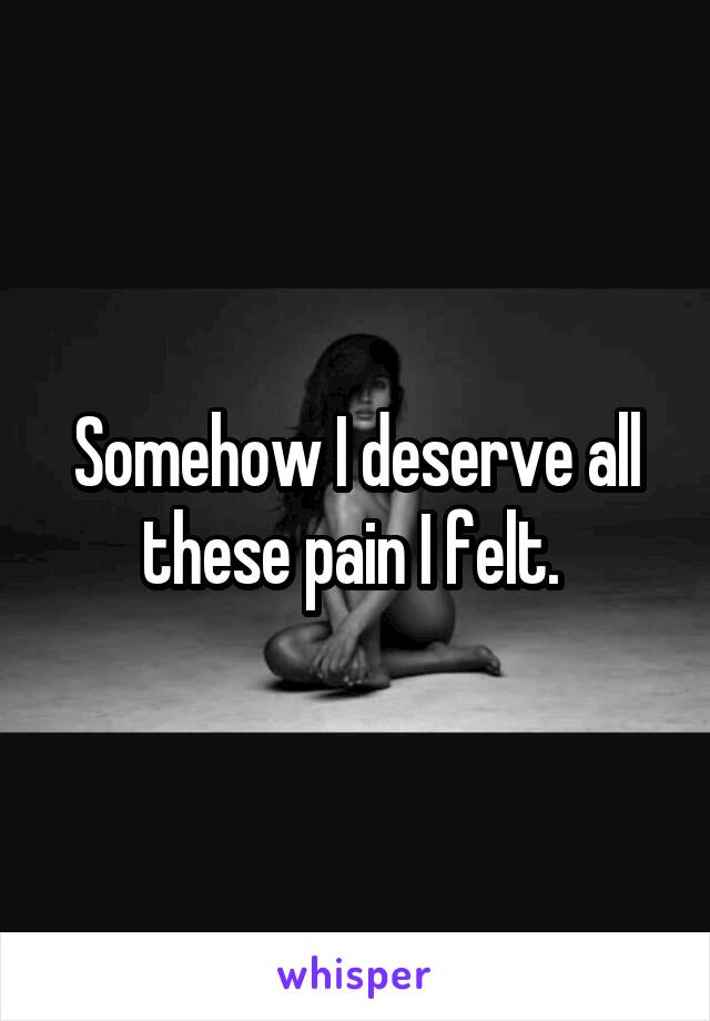 Somehow I deserve all these pain I felt. 
