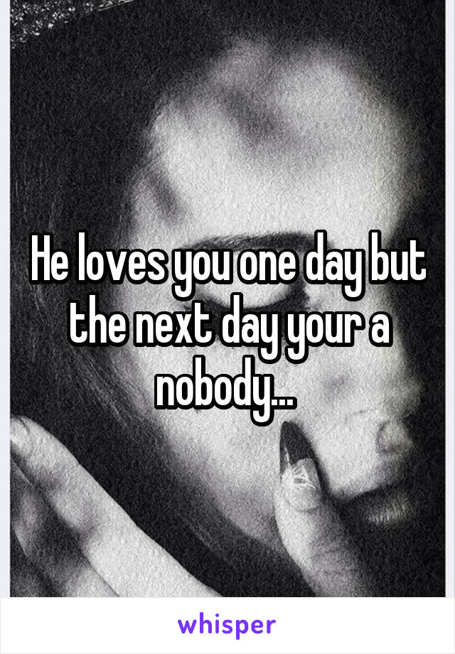 He loves you one day but the next day your a nobody... 