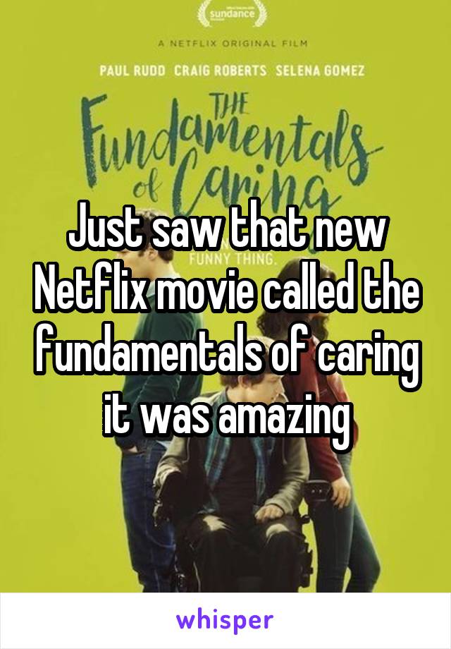Just saw that new Netflix movie called the fundamentals of caring it was amazing