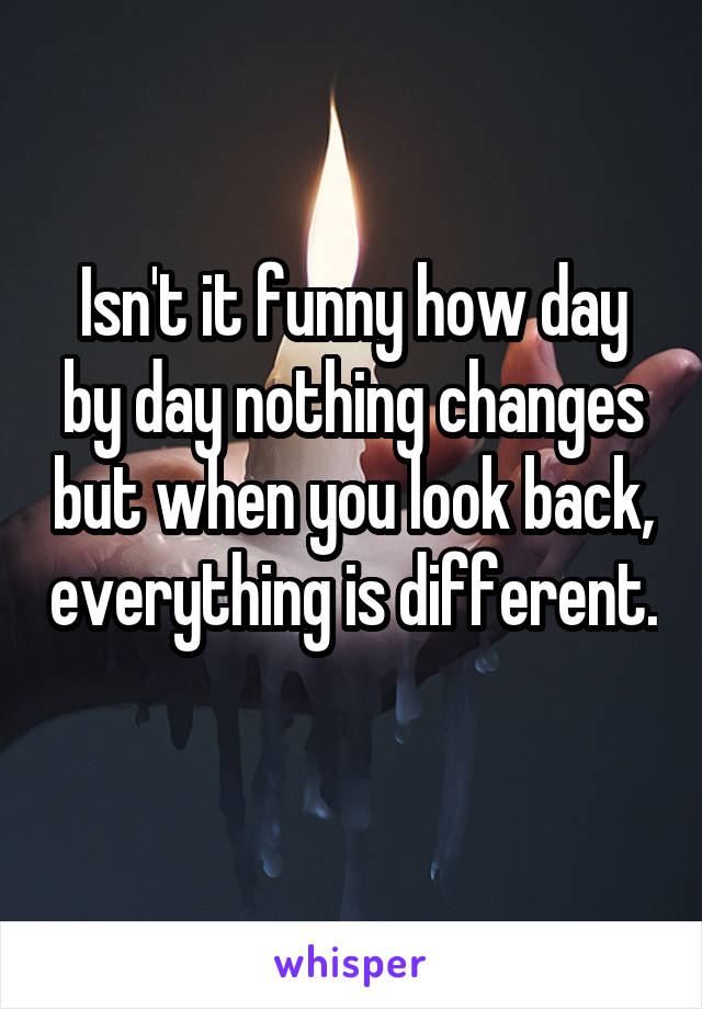 Isn't it funny how day by day nothing changes but when you look back, everything is different. 