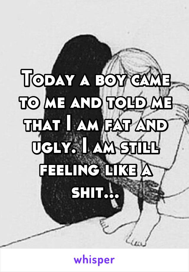 Today a boy came to me and told me that I am fat and ugly. I am still feeling like a shit...