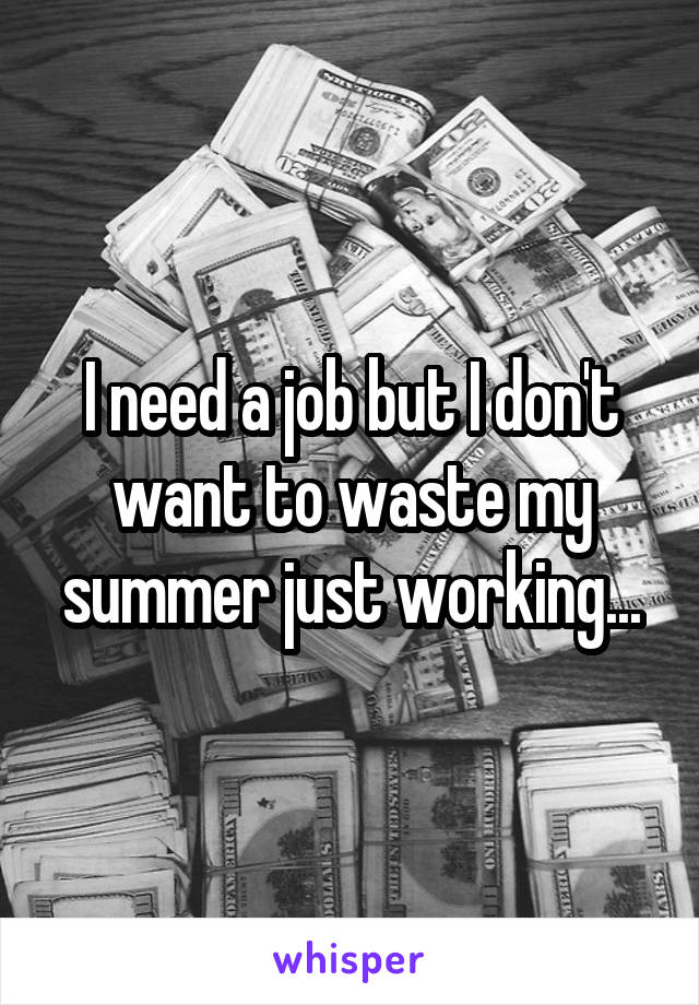 I need a job but I don't want to waste my summer just working...
