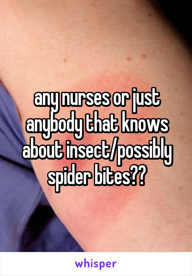 any nurses or just anybody that knows about insect/possibly spider bites??