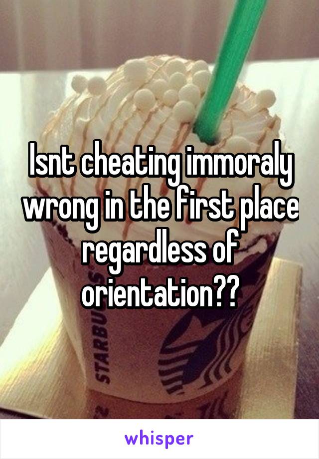 Isnt cheating immoraly wrong in the first place regardless of orientation??
