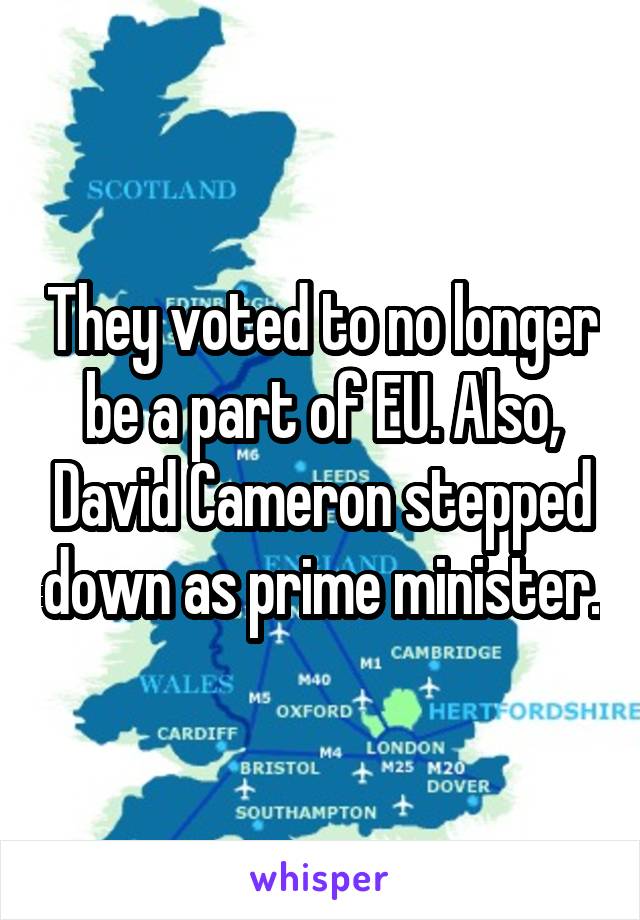 They voted to no longer be a part of EU. Also, David Cameron stepped down as prime minister.