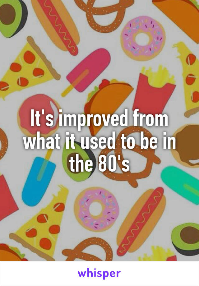 It's improved from what it used to be in the 80's