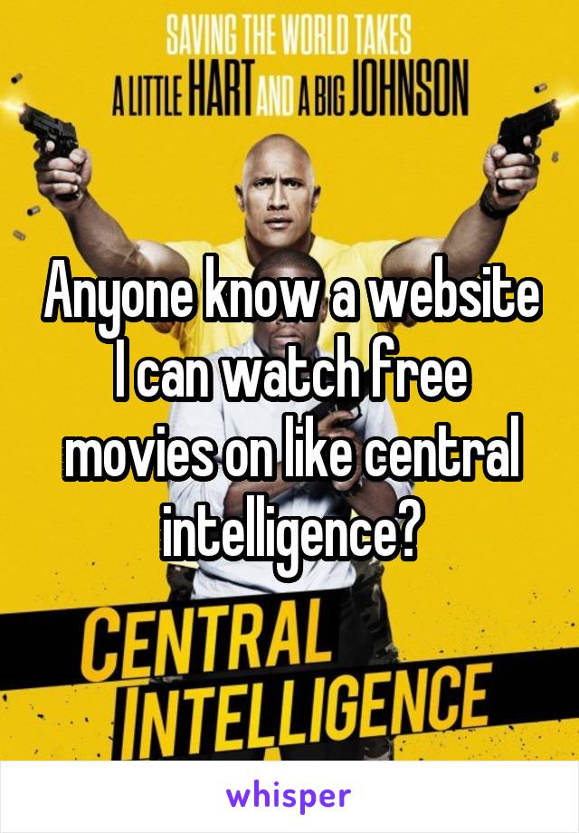 Anyone know a website I can watch free movies on like central intelligence?