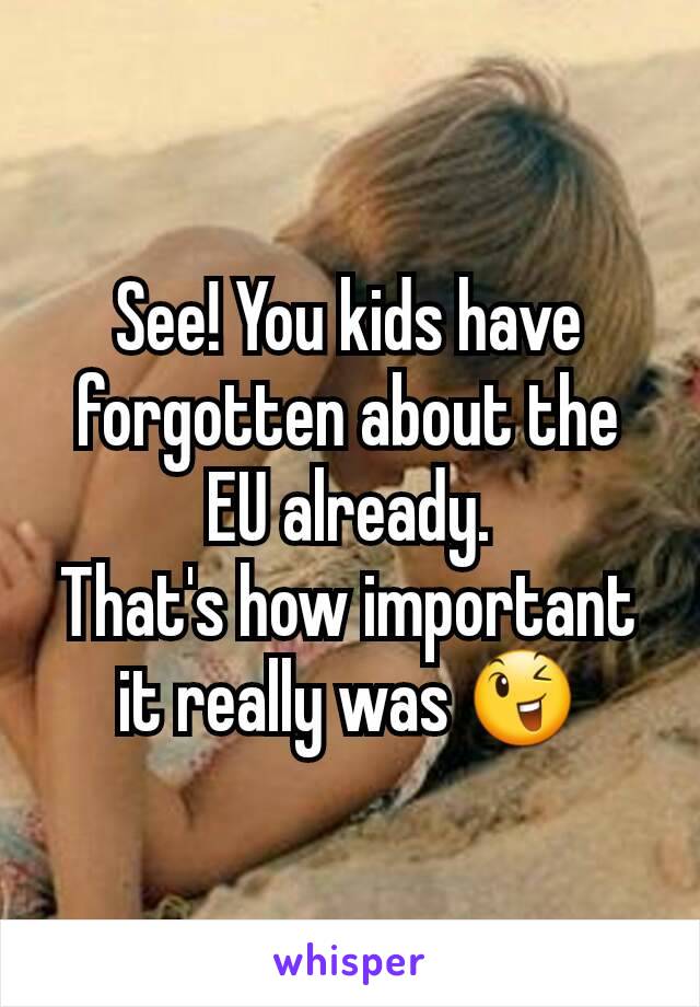 See! You kids have forgotten about the EU already.
That's how important it really was 😉