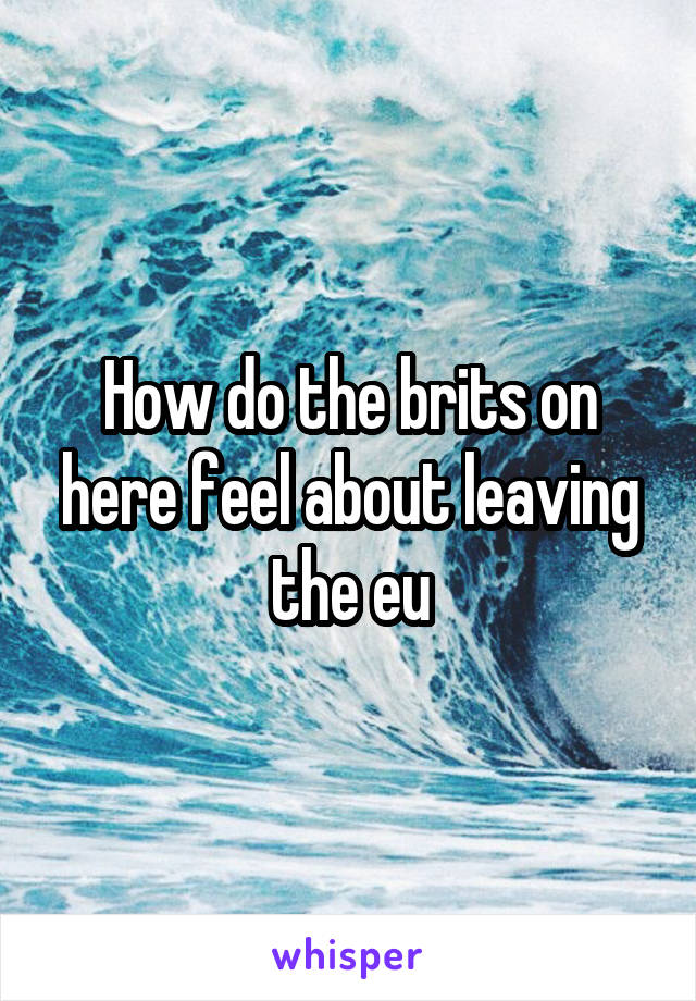 How do the brits on here feel about leaving the eu
