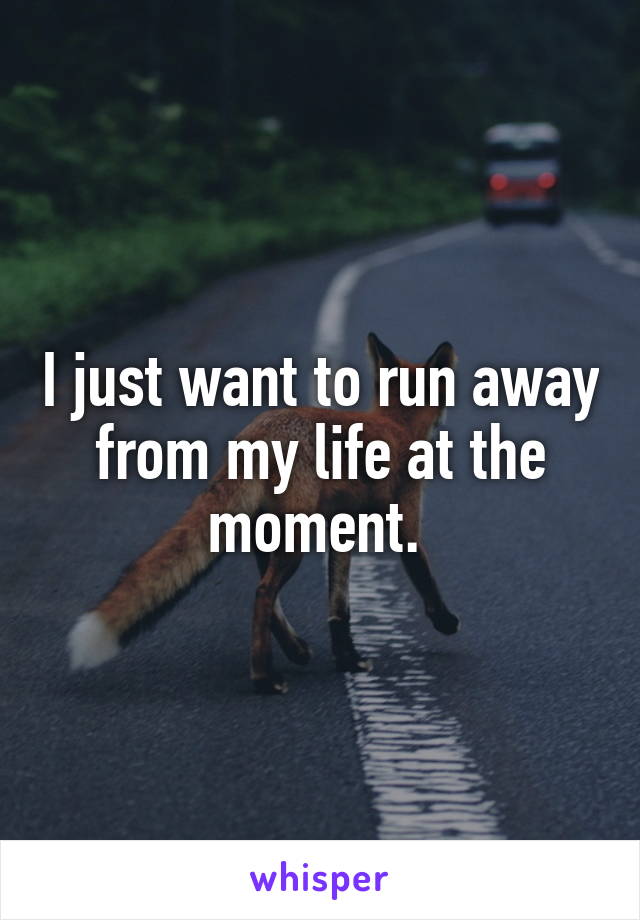 I just want to run away from my life at the moment. 