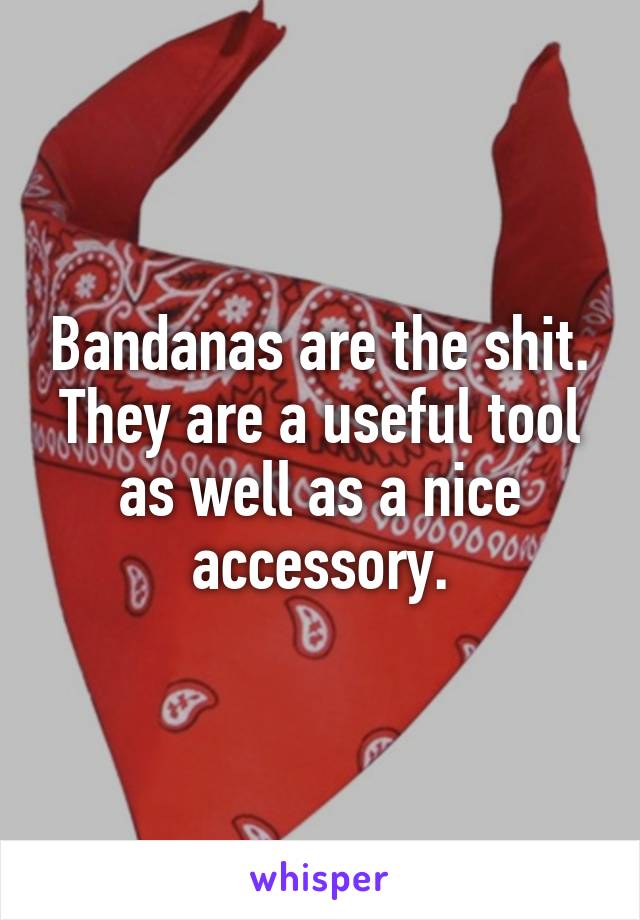 Bandanas are the shit. They are a useful tool as well as a nice accessory.