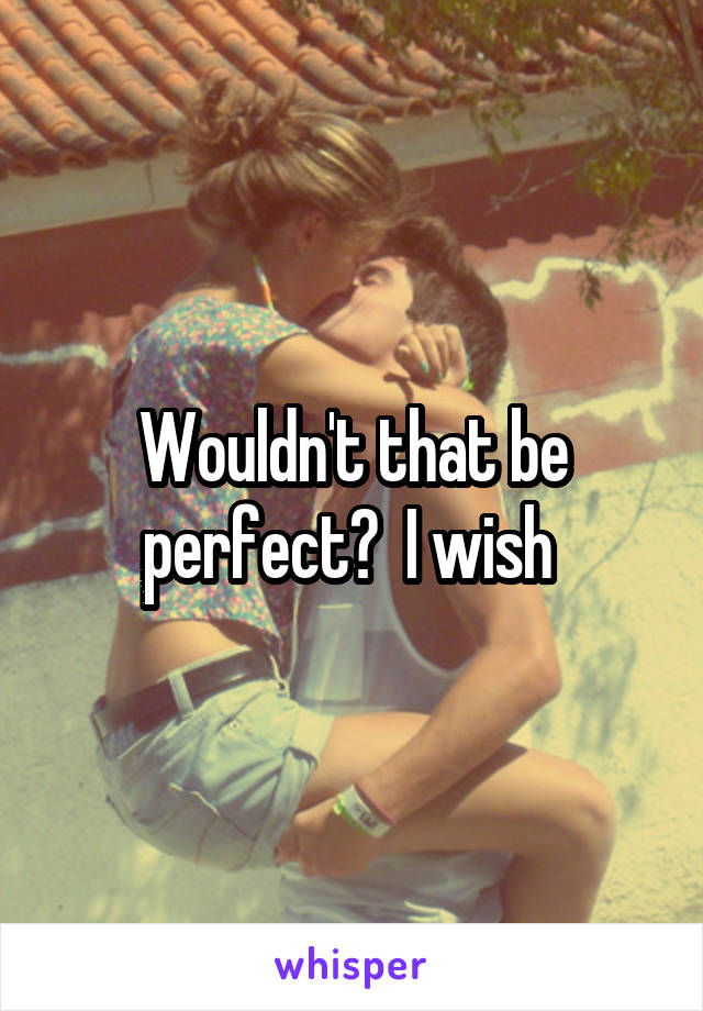 Wouldn't that be perfect?  I wish 