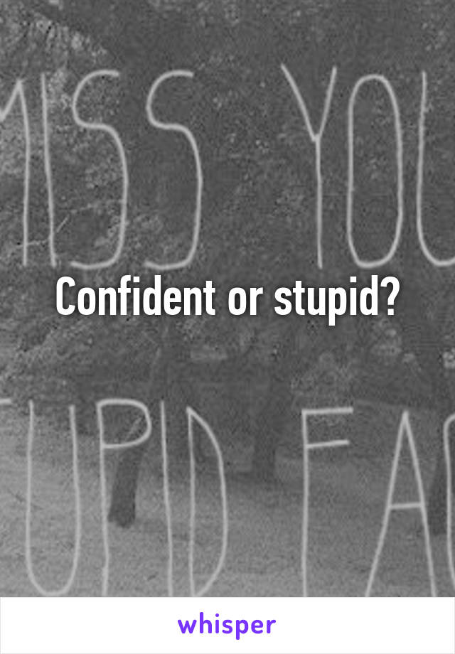 Confident or stupid?

