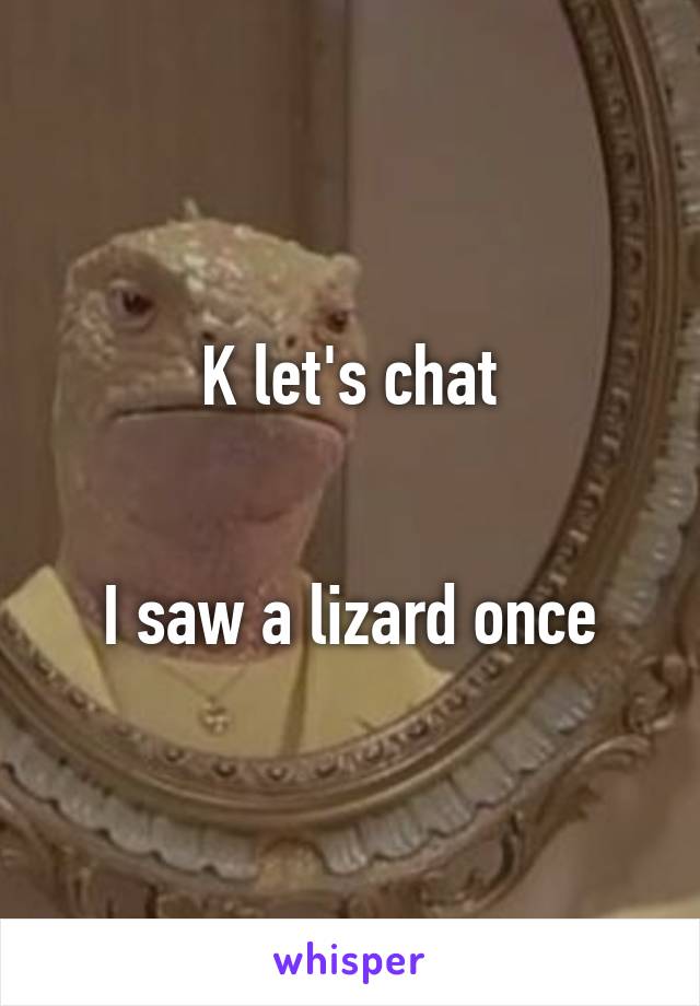 K let's chat


I saw a lizard once