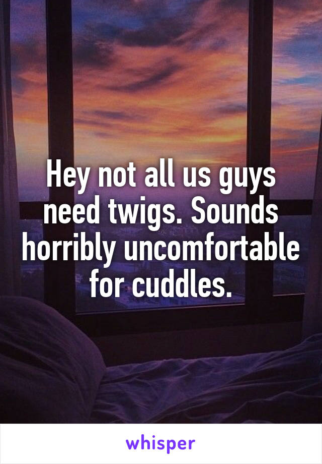 Hey not all us guys need twigs. Sounds horribly uncomfortable for cuddles.