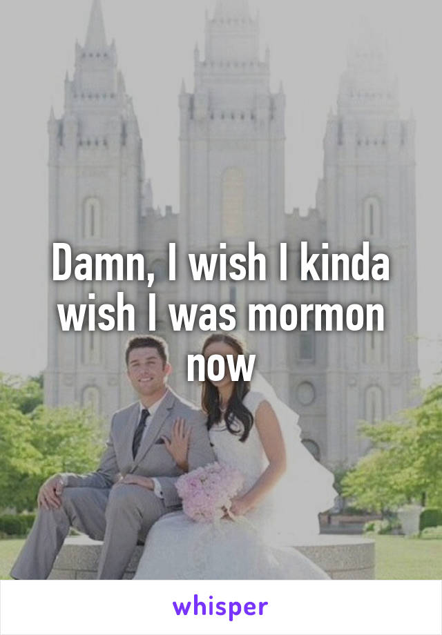 Damn, I wish I kinda wish I was mormon now