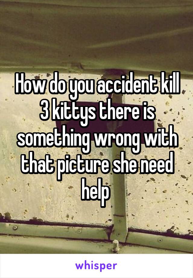How do you accident kill 3 kittys there is something wrong with that picture she need help 