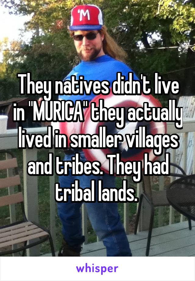 They natives didn't live in "MURICA" they actually lived in smaller villages and tribes. They had tribal lands. 