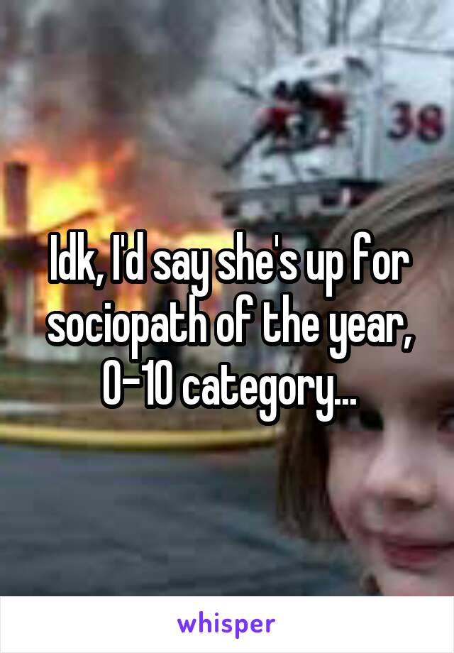 Idk, I'd say she's up for sociopath of the year, 0-10 category...
