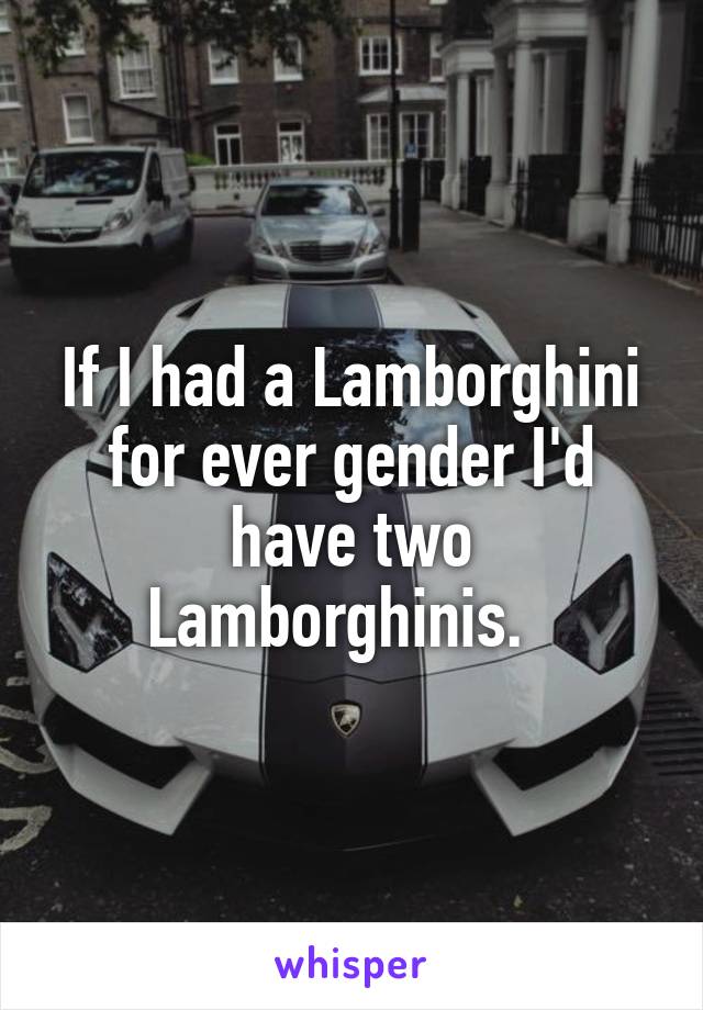 If I had a Lamborghini for ever gender I'd have two Lamborghinis.  