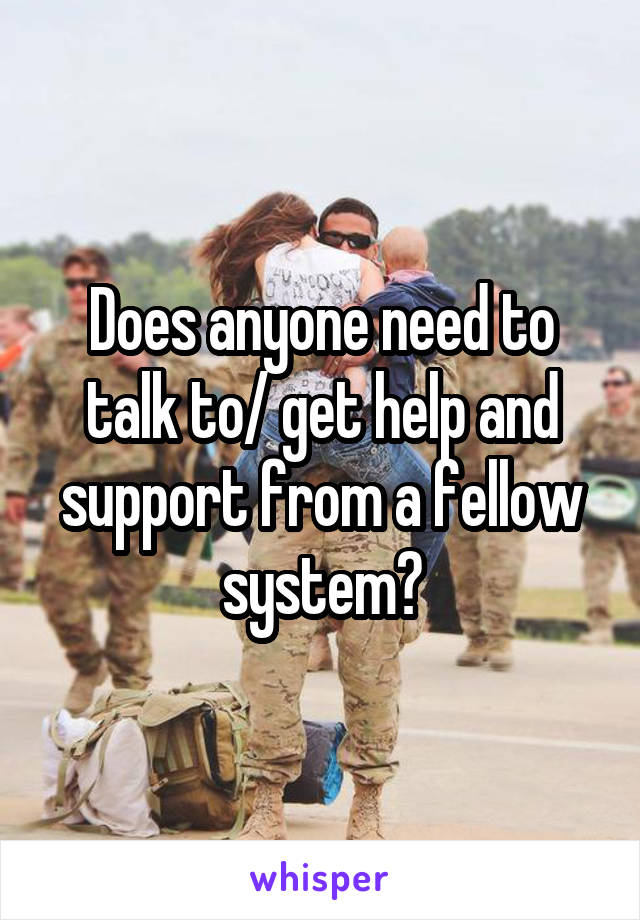 Does anyone need to talk to/ get help and support from a fellow system?