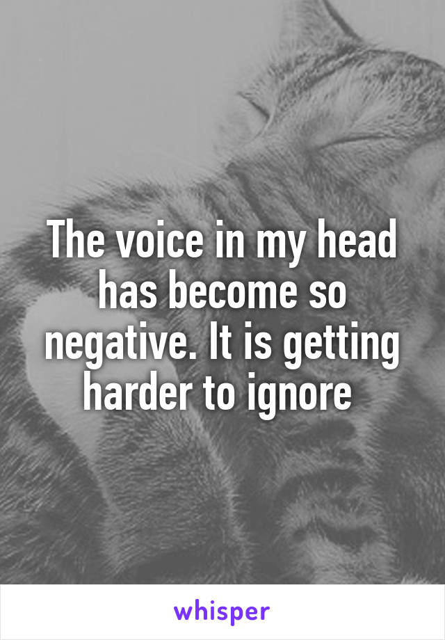 The voice in my head has become so negative. It is getting harder to ignore 