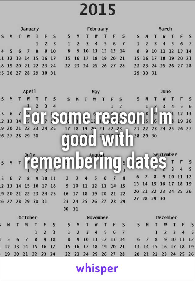 For some reason I'm good with remembering dates 