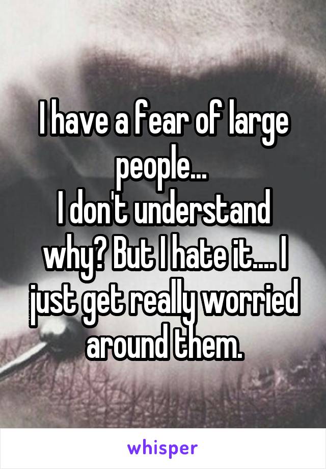 I have a fear of large people... 
I don't understand why? But I hate it.... I just get really worried around them.