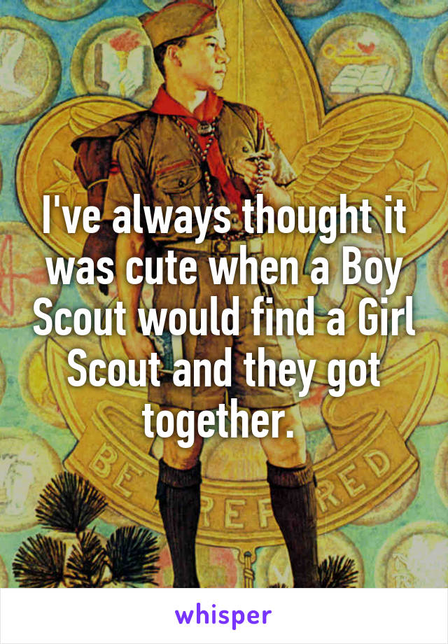 I've always thought it was cute when a Boy Scout would find a Girl Scout and they got together. 