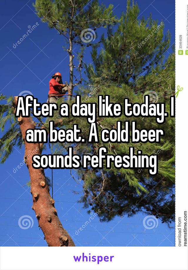 After a day like today. I am beat. A cold beer sounds refreshing