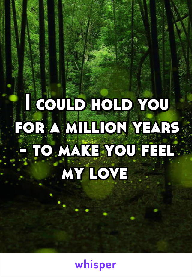 I could hold you for a million years - to make you feel my love 