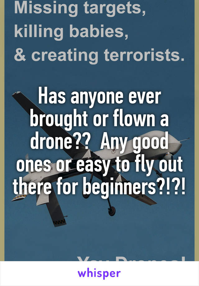 Has anyone ever brought or flown a drone??  Any good ones or easy to fly out there for beginners?!?!