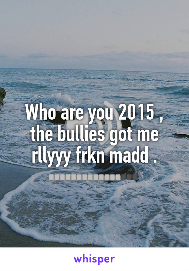 Who are you 2015 , the bullies got me rllyyy frkn madd .