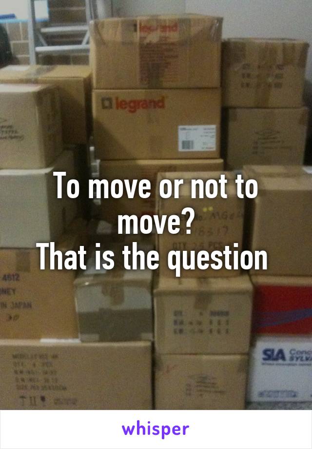 To move or not to move?
That is the question 