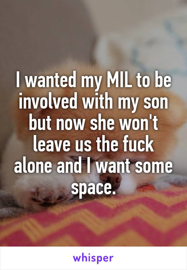 I wanted my MIL to be involved with my son but now she won't leave us the fuck alone and I want some space.