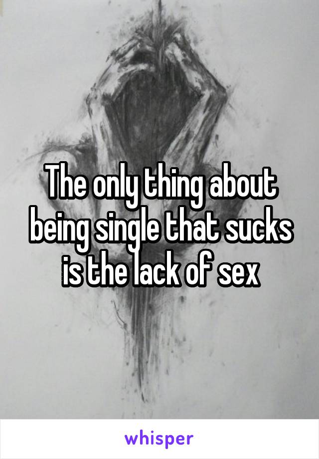 The only thing about being single that sucks is the lack of sex