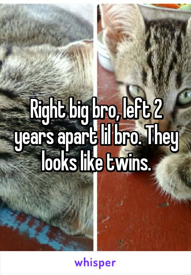 Right big bro, left 2 years apart lil bro. They looks like twins.