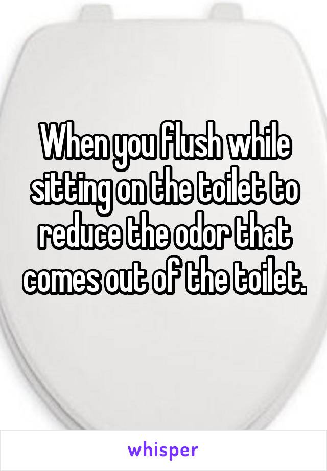 When you flush while sitting on the toilet to reduce the odor that comes out of the toilet. 