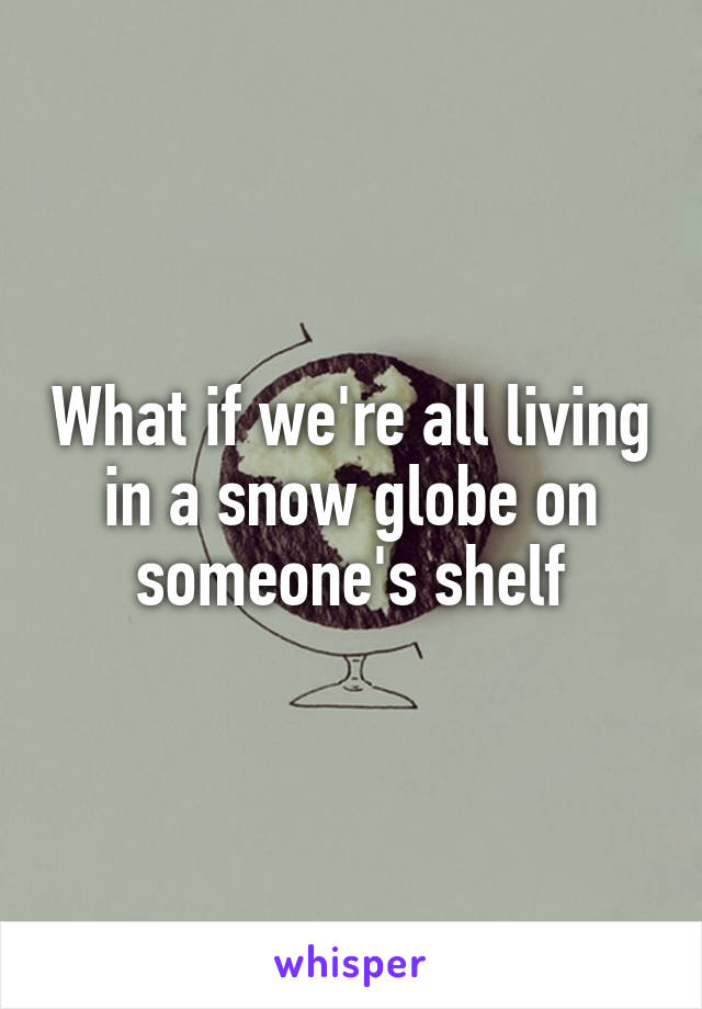 What if we're all living in a snow globe on someone's shelf