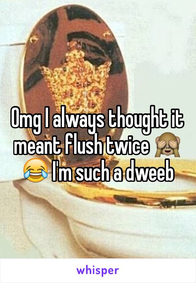 Omg I always thought it meant flush twice 🙈😂 I'm such a dweeb