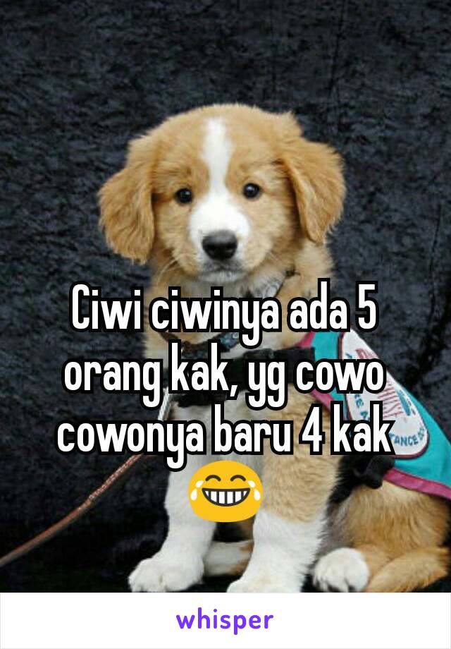 Ciwi ciwinya ada 5 orang kak, yg cowo cowonya baru 4 kak 😂