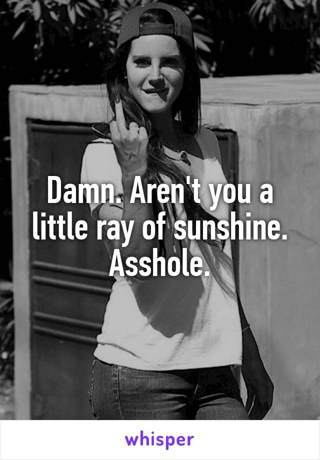 Damn. Aren't you a little ray of sunshine. Asshole.