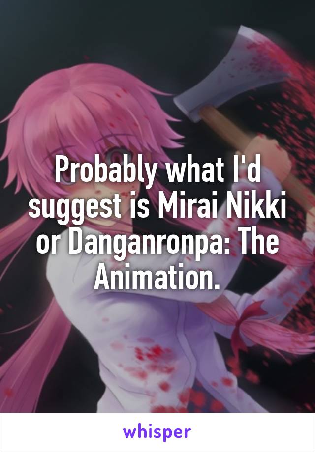 Probably what I'd suggest is Mirai Nikki or Danganronpa: The Animation.