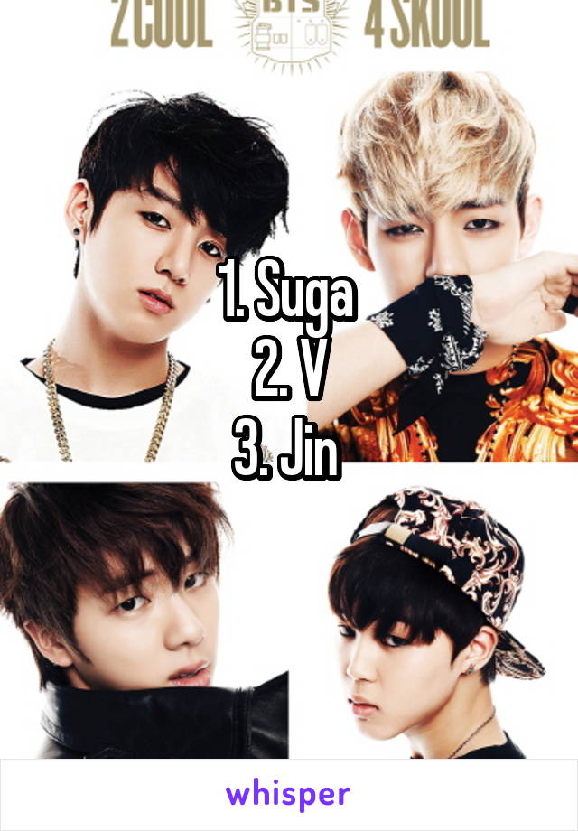 1. Suga 
2. V
3. Jin 
