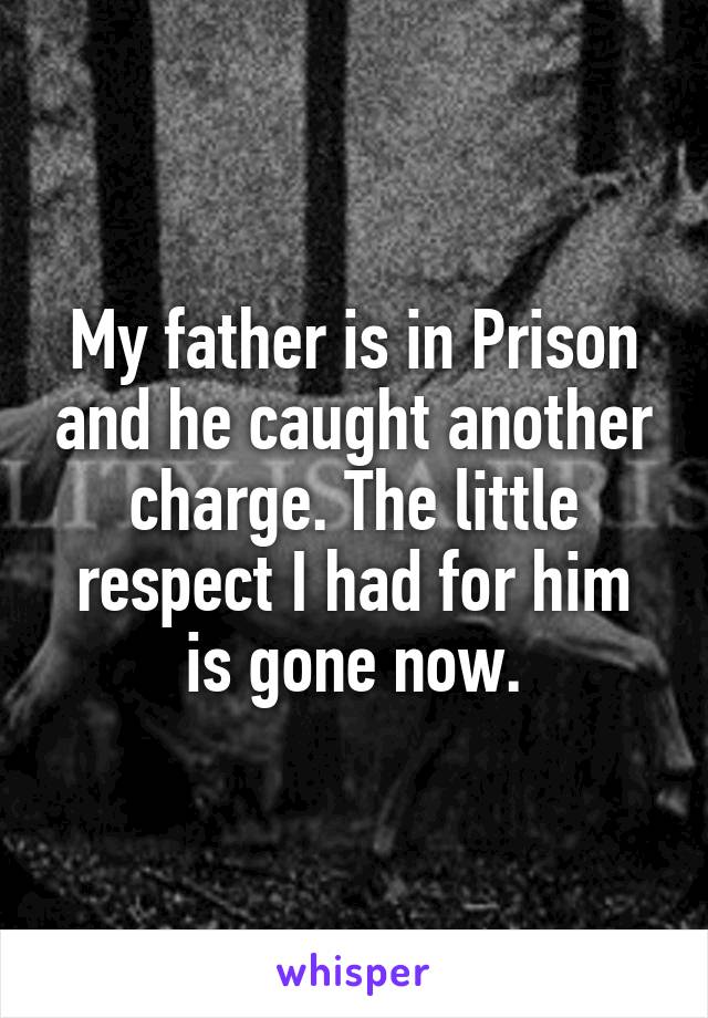 My father is in Prison and he caught another charge. The little respect I had for him is gone now.
