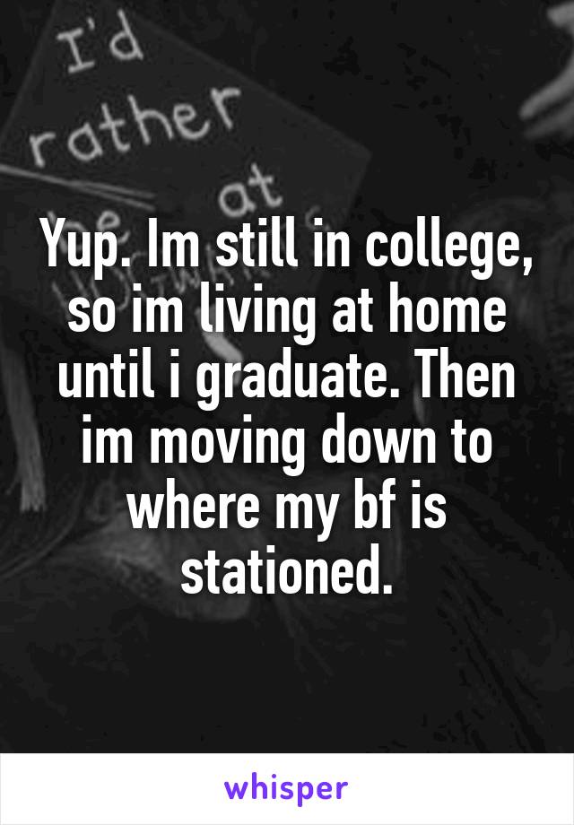 Yup. Im still in college, so im living at home until i graduate. Then im moving down to where my bf is stationed.