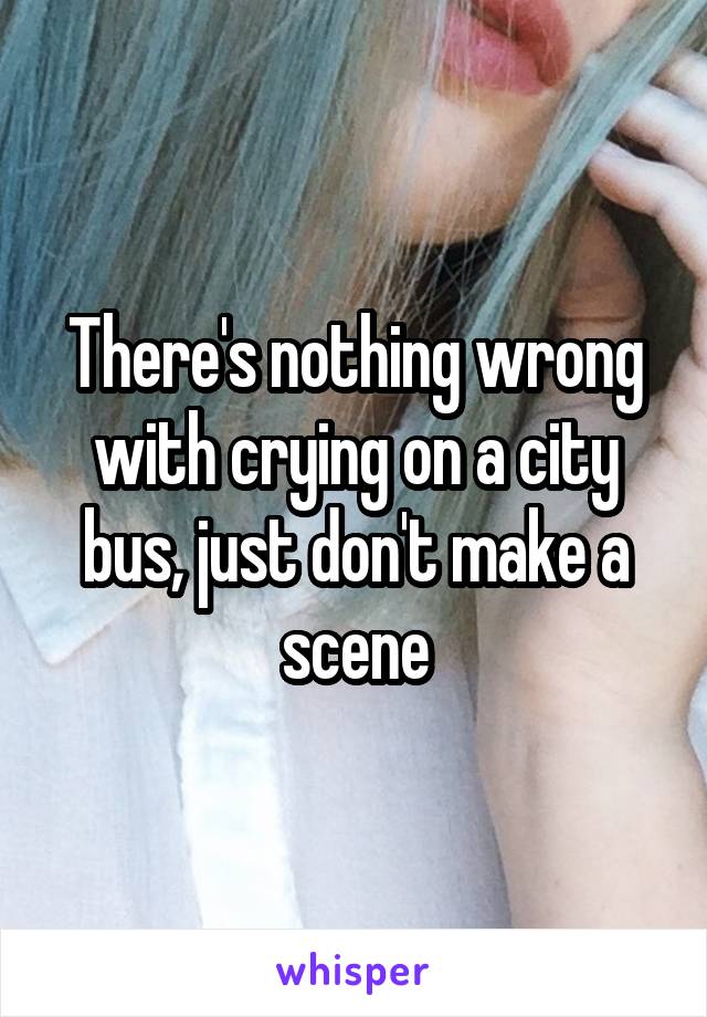 There's nothing wrong with crying on a city bus, just don't make a scene