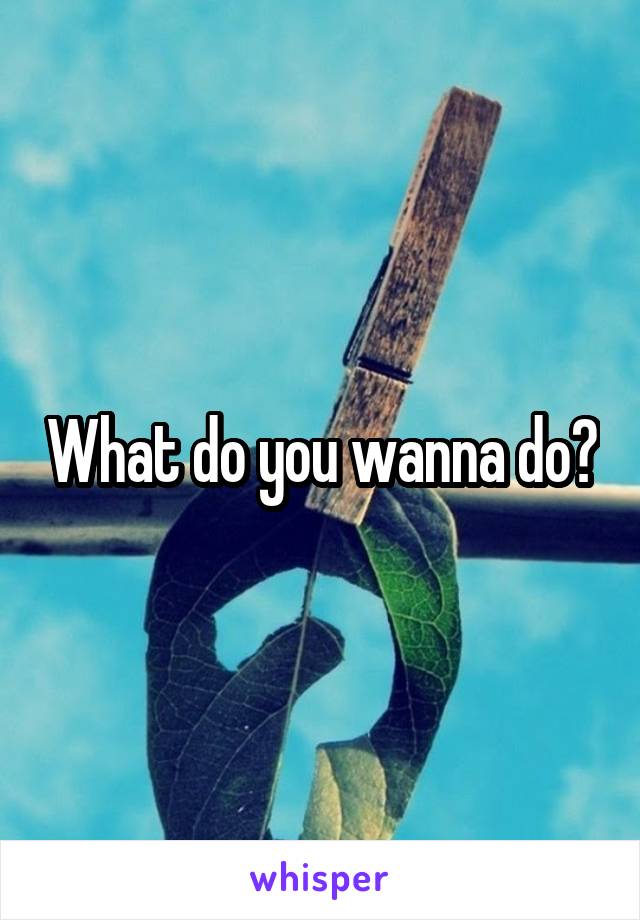 What do you wanna do?